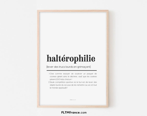 Affiche définition haltérophilie - Affiche définition humour sport