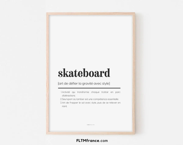 Affiche définition skateboard - Affiche définition humour sport