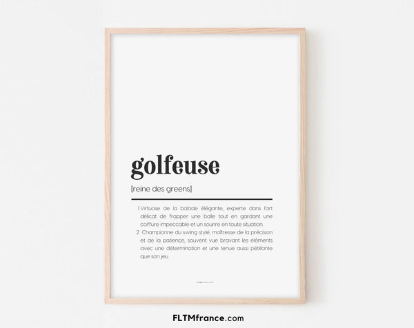 Affiche définition golfeuse - Affiche définition humour sport