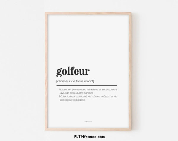 Affiche définition golfeur - Affiche définition humour sport