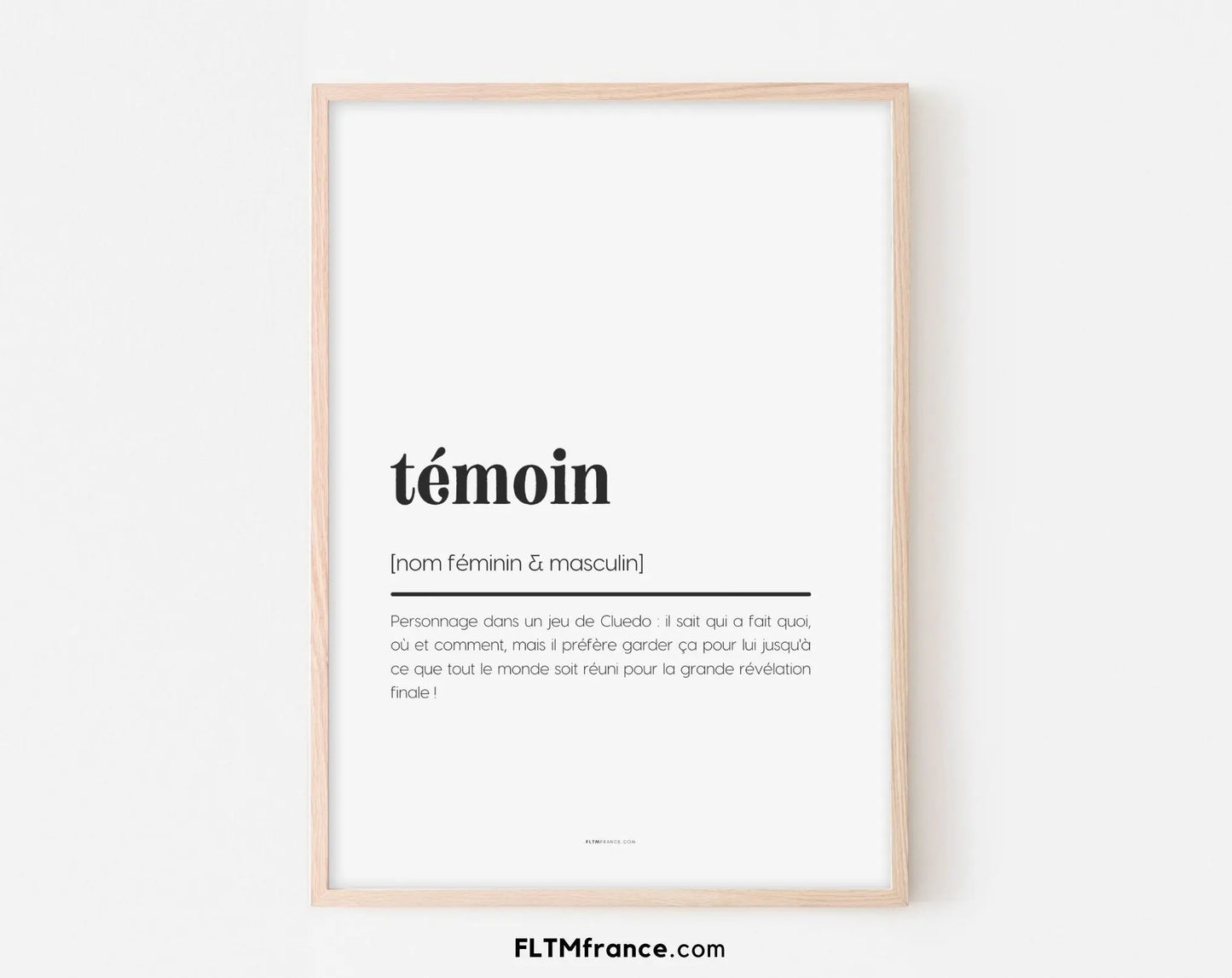 Affiche définition témoin - Affiche définition humour mariage - FLTMfrance