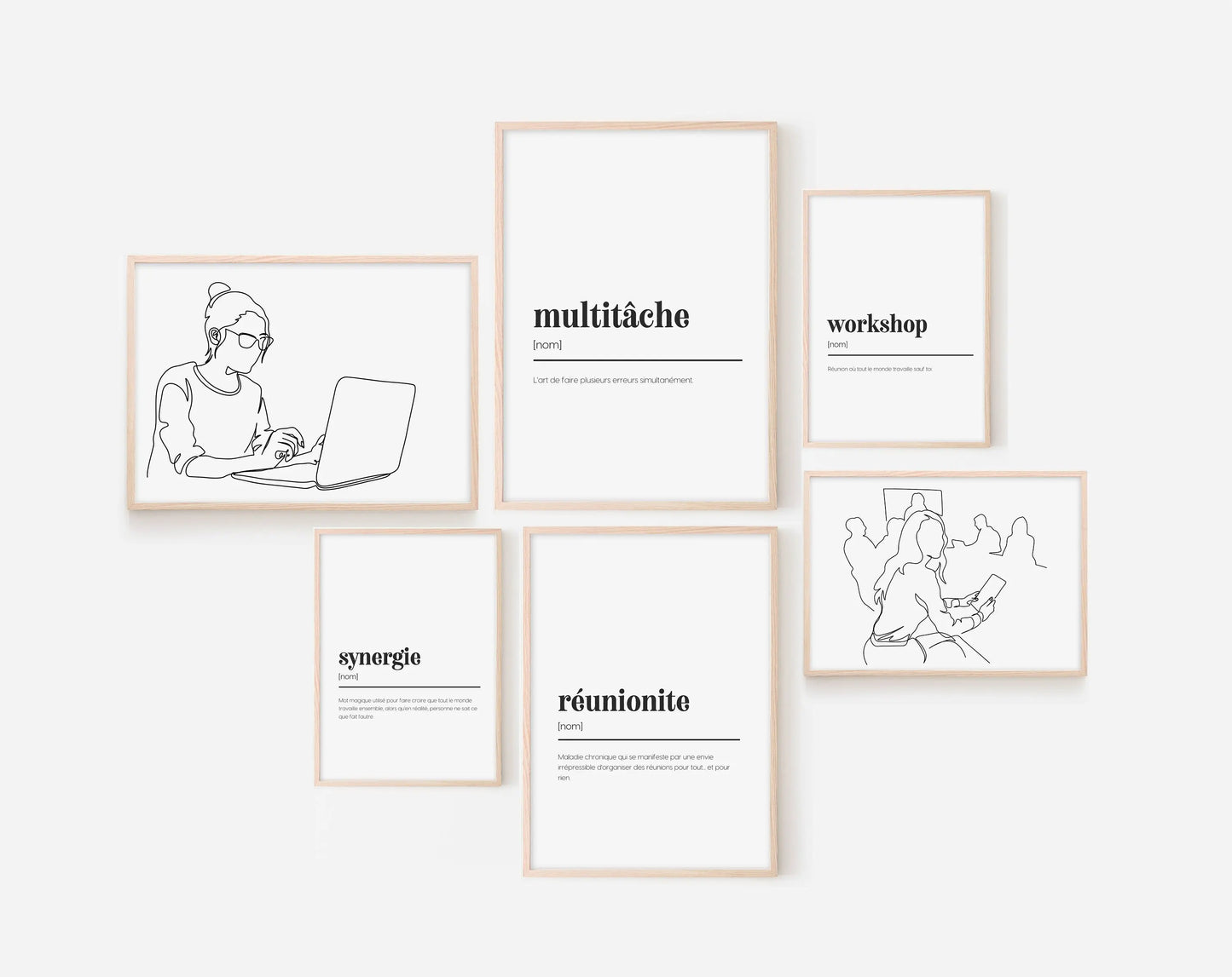 Pack de 6 affiches déco du bureau - Affiche définition humour FLTMfrance