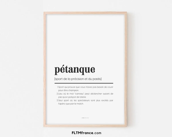 Affiche définition pétanque - Affiche définition humour sport