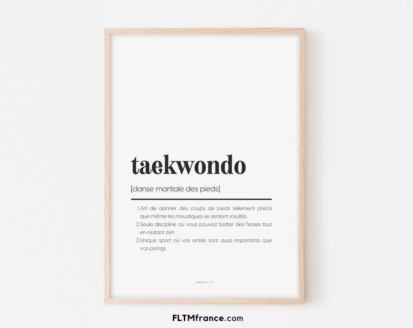 Affiche définition taekwondo - Affiche définition humour sport