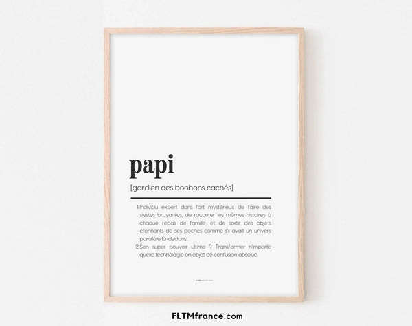 Affiche définition papi - Affiche définition humour famille