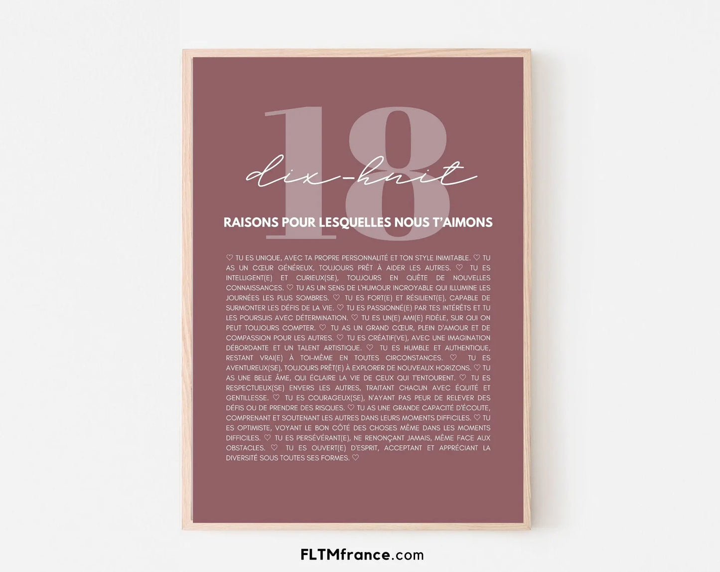 18 raisons pour lesquelles nous t'aimons Affiche du 18e anniversaire FLTMfrance