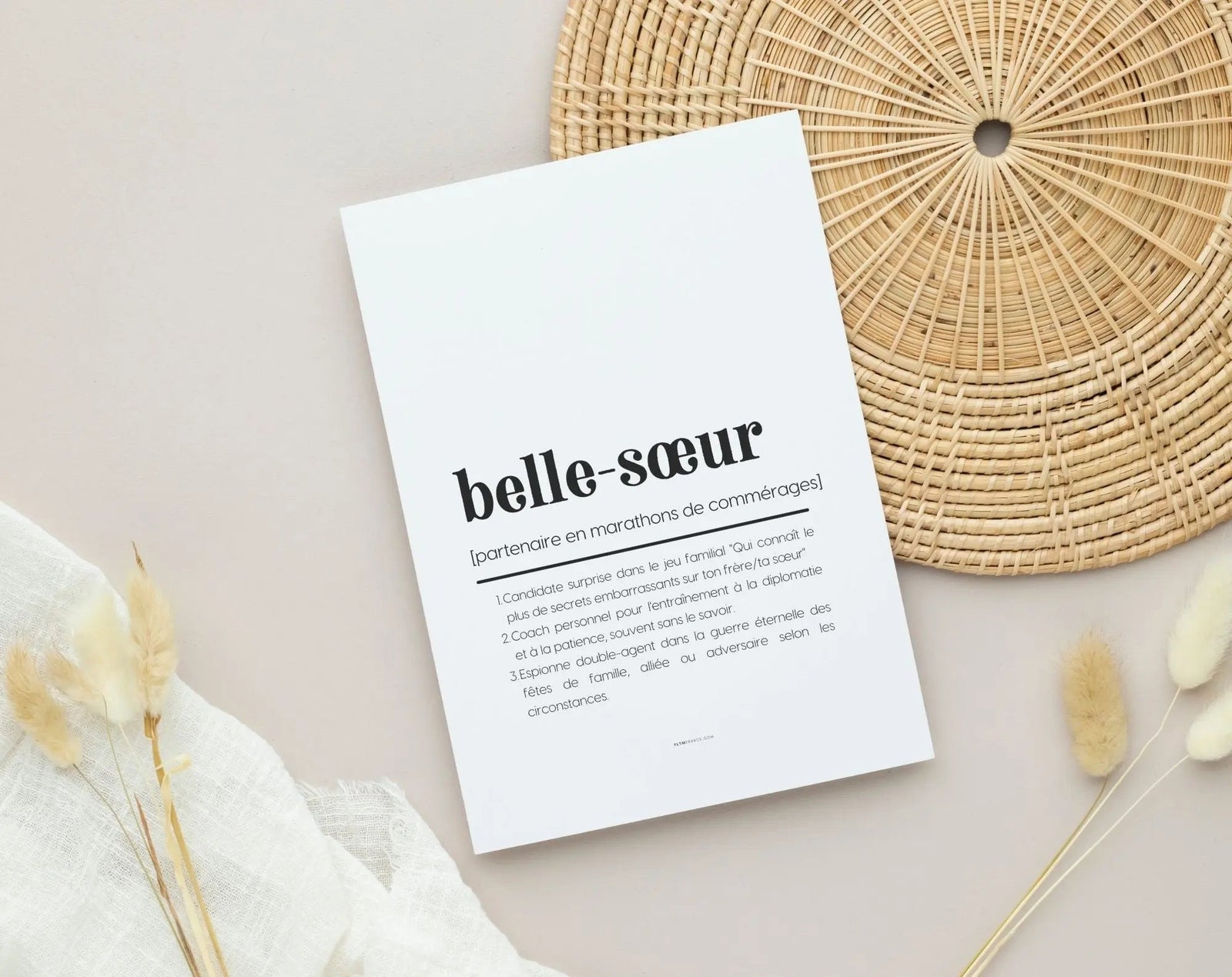 Cadeau belle-sœur : affiches définition humour à imprimer