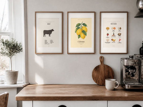 Affiches cuisine à imprimer encadrées dans une cuisine