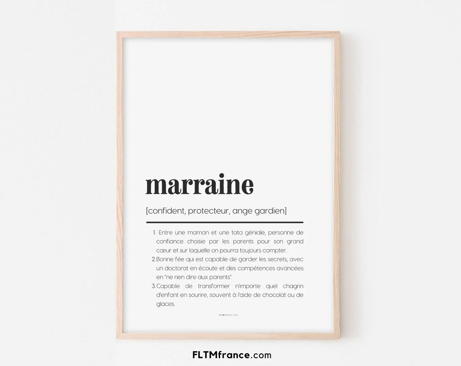Affiche définition marraine humour à imprimer