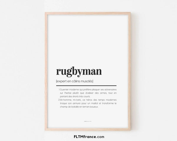Cadeau rugby - affiche définition rugbyman à imprimer