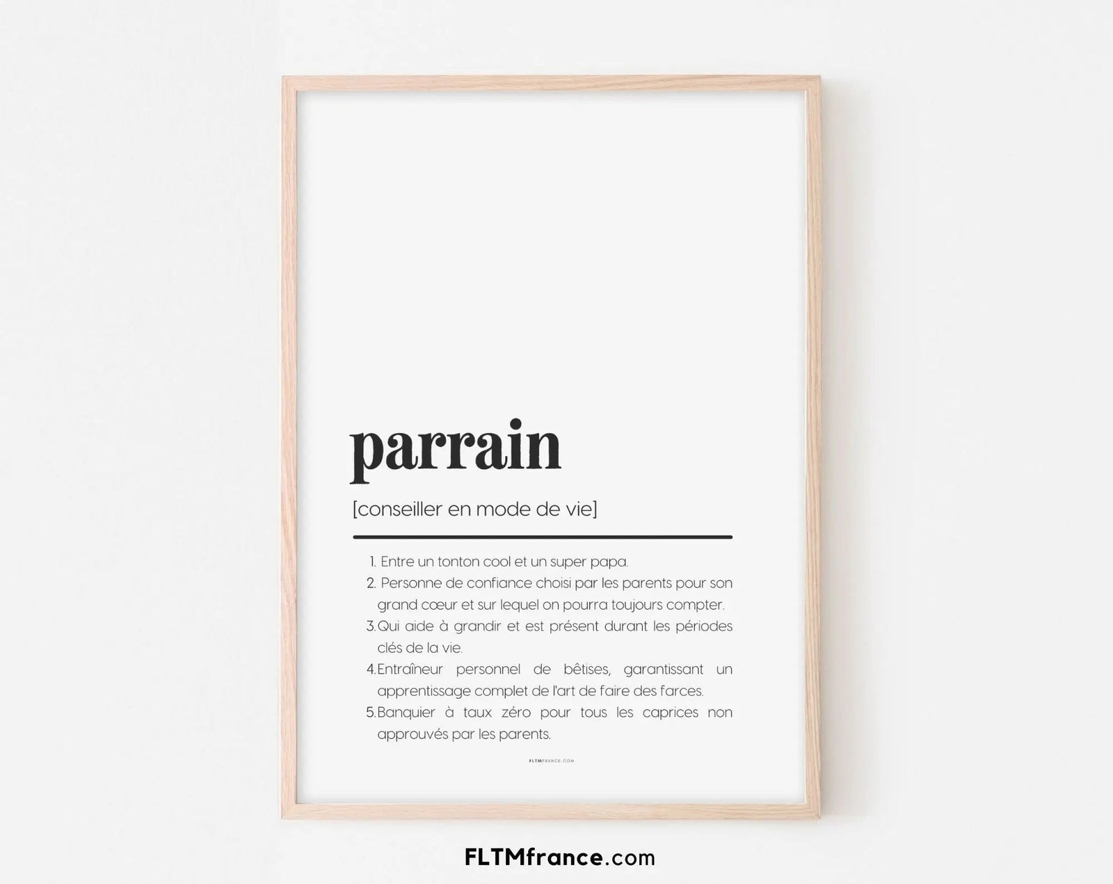 Affiche définition parrain - cadeau parrain humour à imprimer