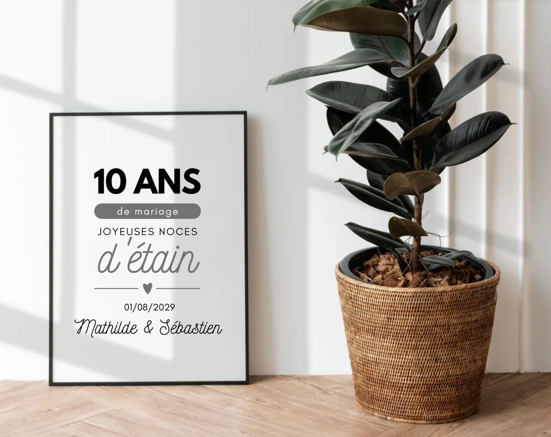 Cadeau 10 ans de mariage : trouvez l'idée parfaite pour vos noces d'étain