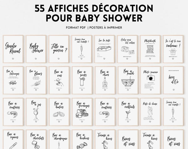 55 affiches pour baby shower et gender reveal