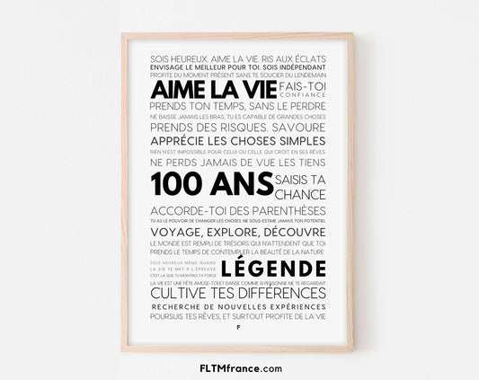 100 ans les mots - Affiche anniversaire FLTMfrance