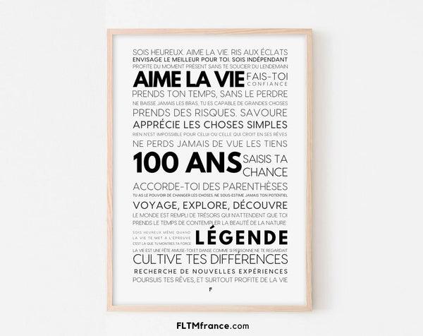 Affiche anniversaire 100 ans les mots