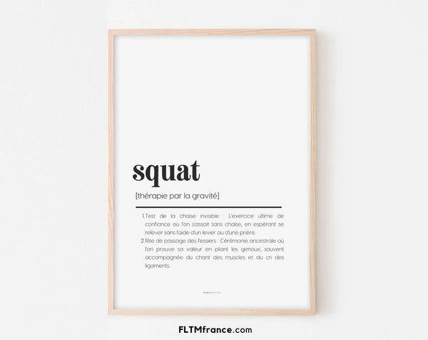 Affiche définition squat - Affiche définition humour sport