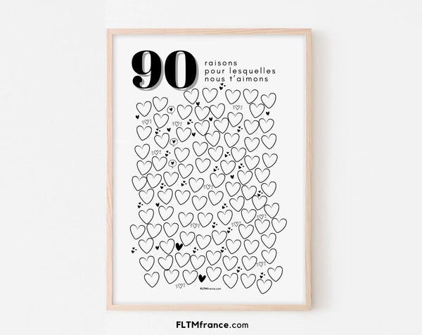 Affiche 90 raisons pour lesquelles nous t'aimons - Livre d'or 90 ans