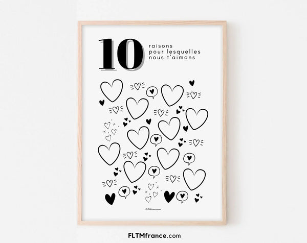 Affiche 10 raisons pour lesquelles nous t'aimons - Livre d'or 10 ans