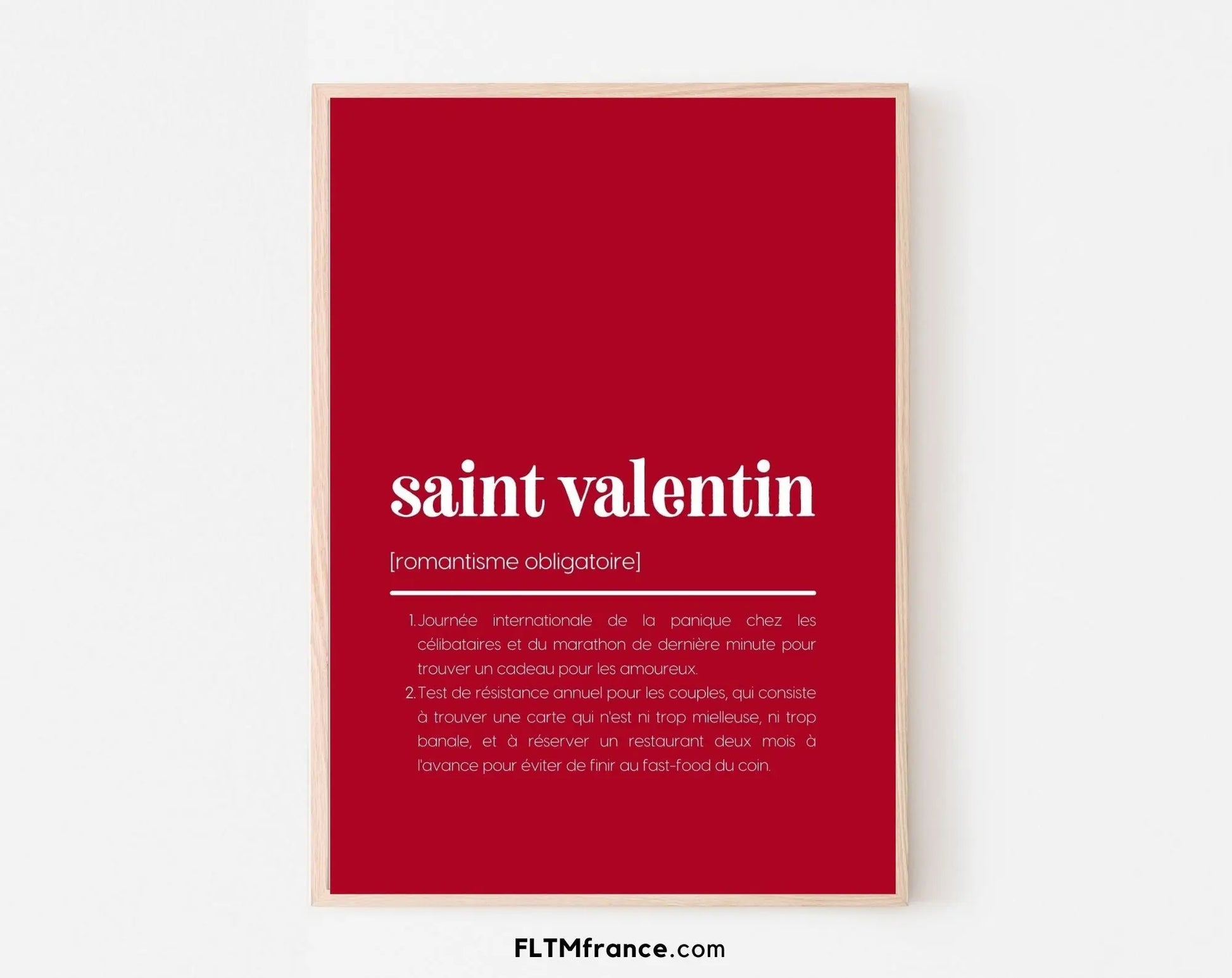 Saint-Valentin rouge Définition humour - Affiche Saint-Valentin FLTMfrance