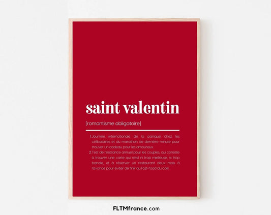 Saint-Valentin rouge Définition humour - Affiche Saint-Valentin FLTMfrance