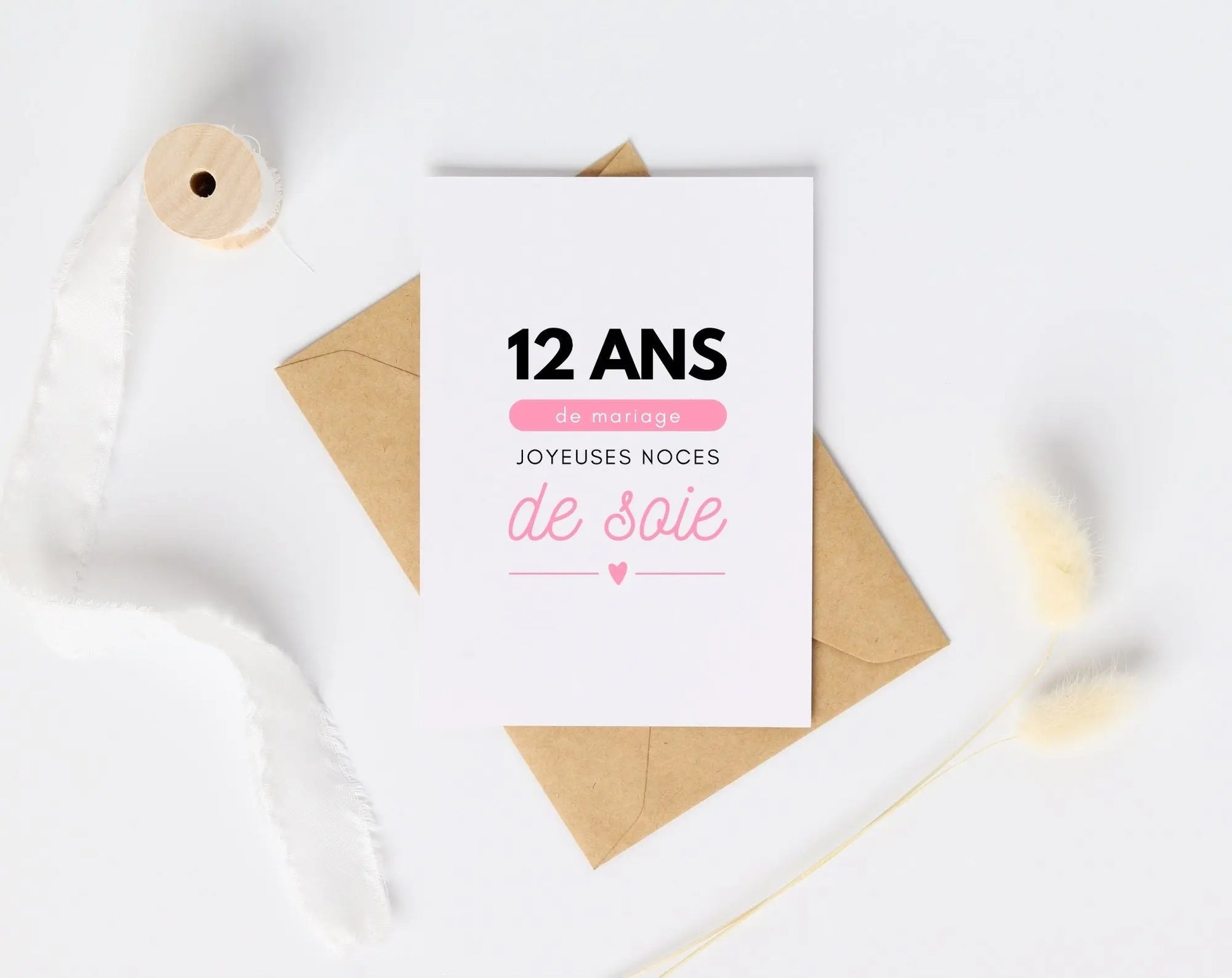 12 ans de mariage Affiche Noces de soie - Cadeau anniversaire de mariage - FLTMfrance
