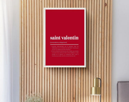 Saint-Valentin rouge Définition humour - Affiche Saint-Valentin FLTMfrance