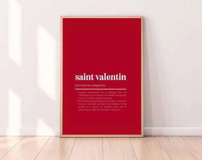 Saint-Valentin rouge Définition humour - Affiche Saint-Valentin FLTMfrance