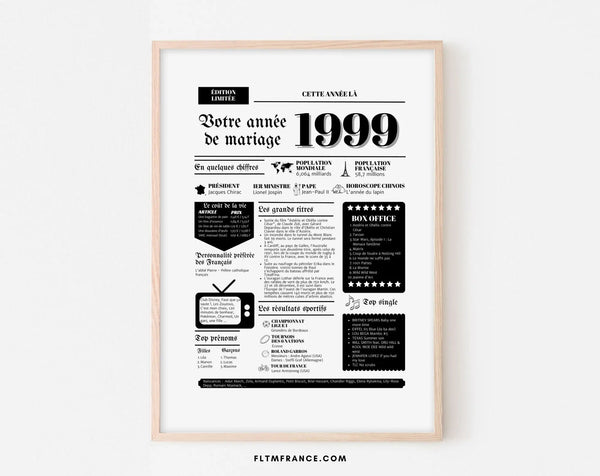Affiche Année de mariage 1999 - Noces de jade - 26 ans de mariage