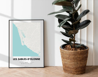 Affiche carte Les Sables-d'Olonne - Villes de France FLTMfrance
