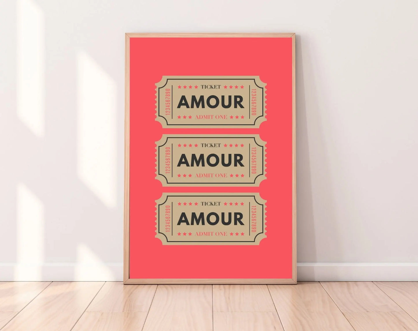 Mon amour ticket couleur corail - Affiche Saint-Valentin - FLTMfrance