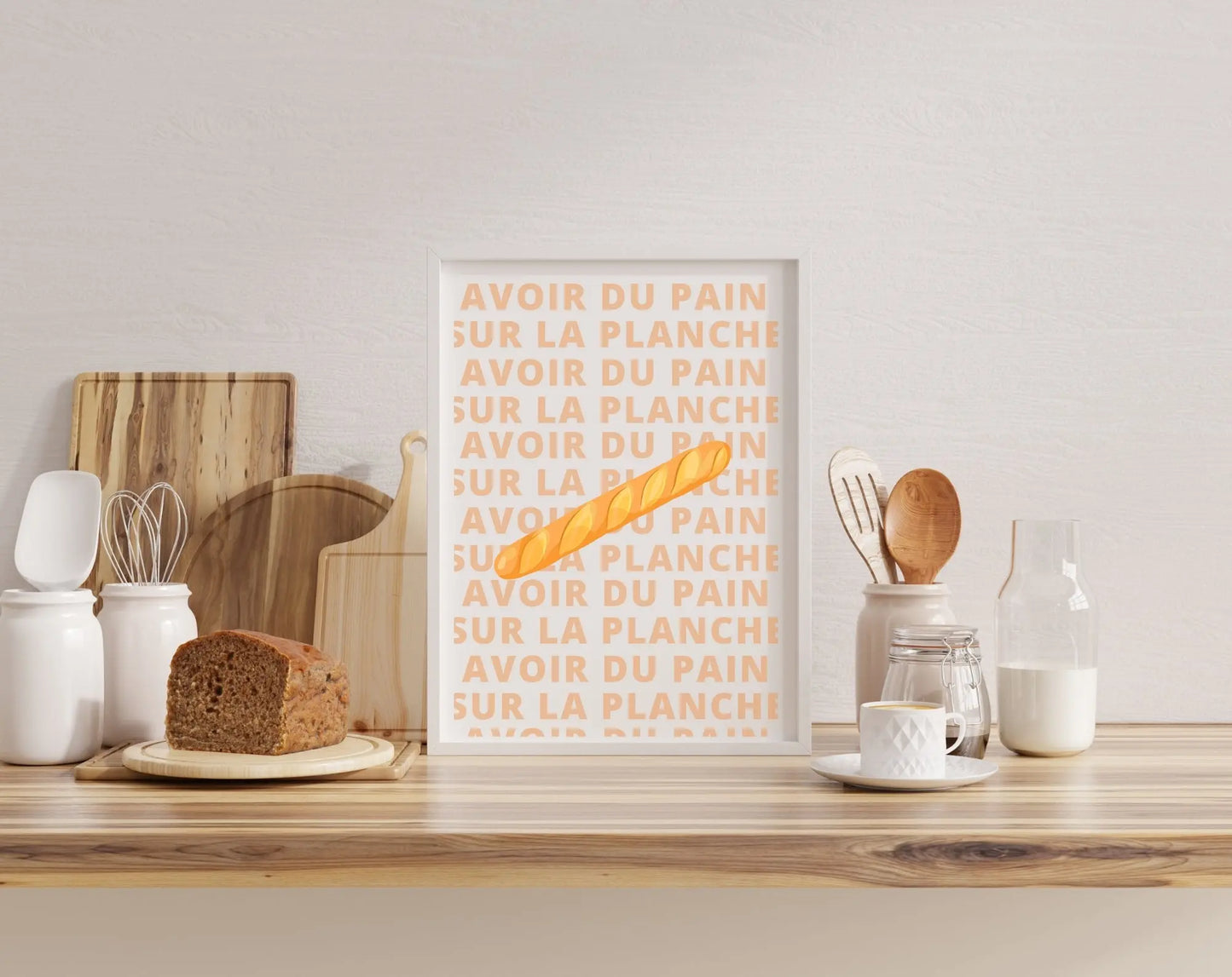 Affiche Avoir du pain sur la planche - Expression culinaire Française FLTMfrance
