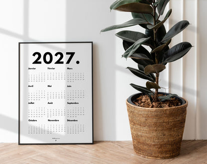 Calendrier 2027 minimaliste - Affiche 2027 à imprimer