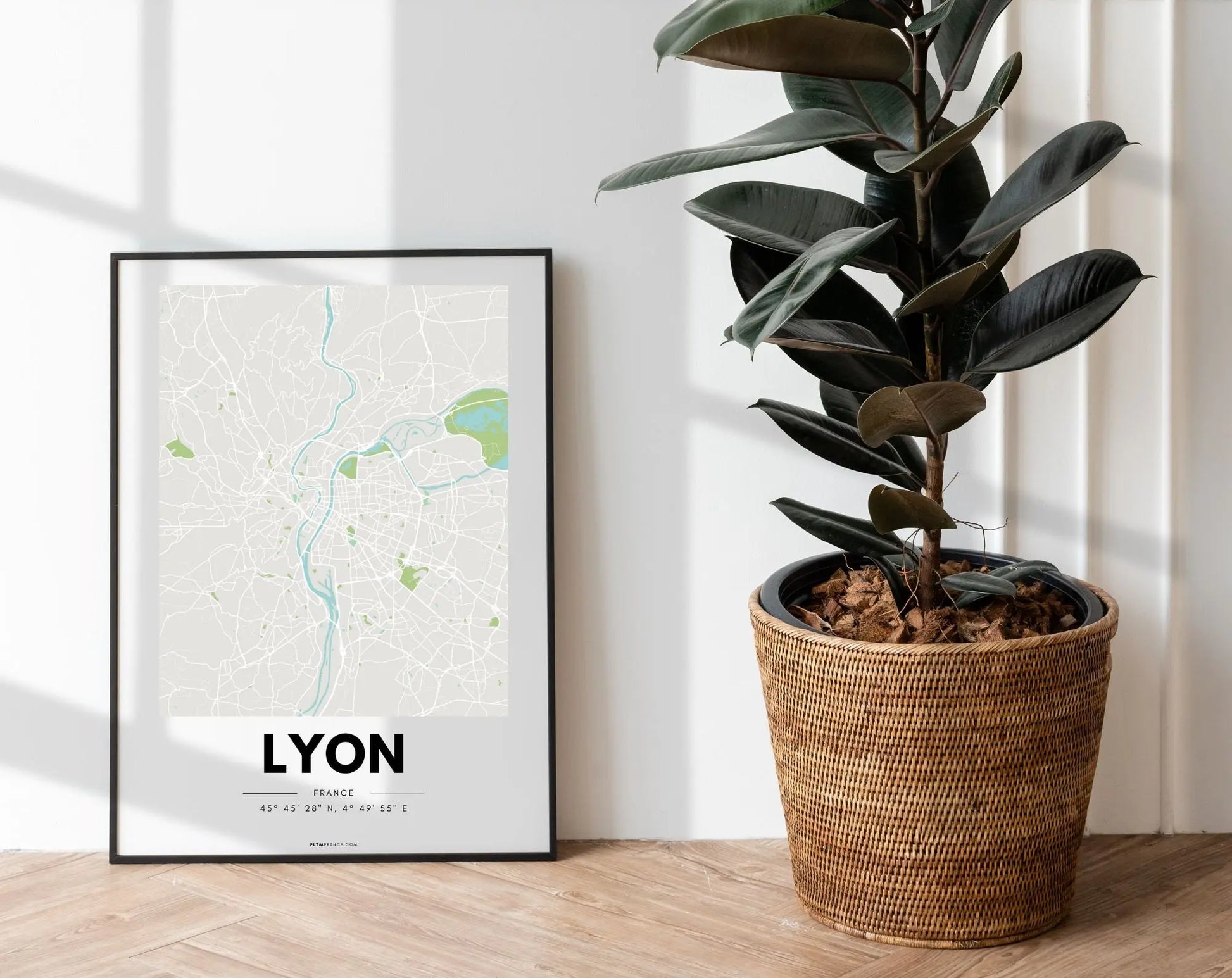 Affiche carte Lyon - Villes de France FLTMfrance