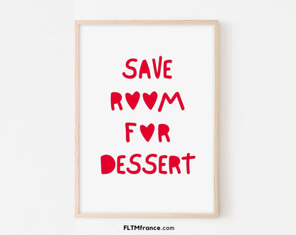 Affiche Save room for dessert rouge FLTMfrance