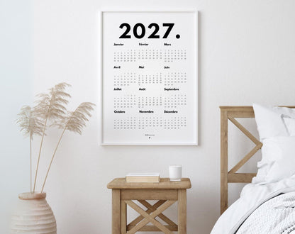 Calendrier 2027 minimaliste - Affiche 2027 à imprimer