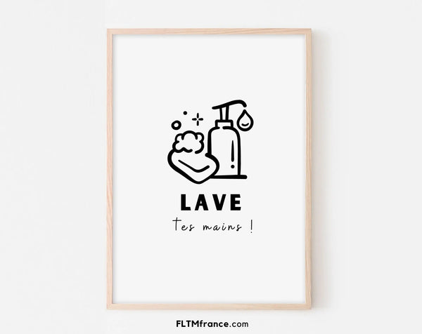 Affiche Lave tes mains - Poster humour WC
