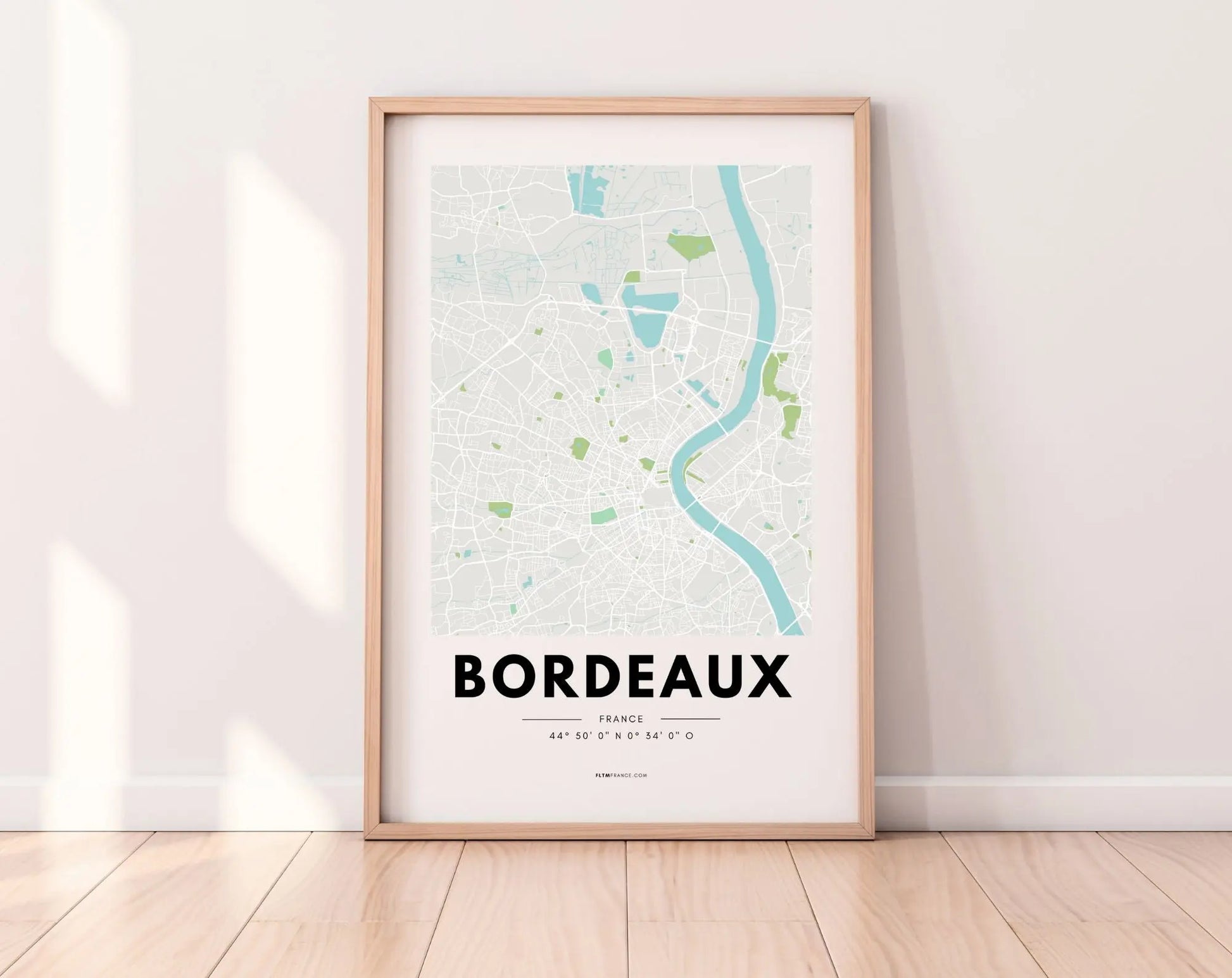 Affiche carte Bordeaux - Villes de France FLTMfrance
