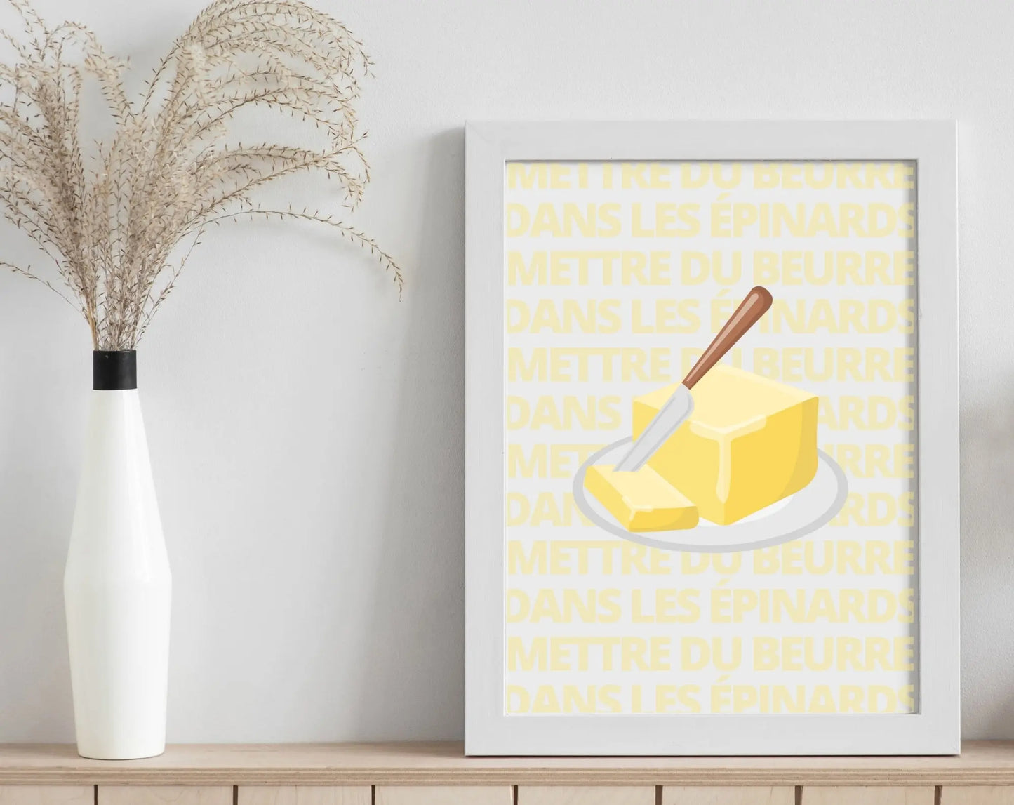 Affiche Mettre du beurre dans les épinards - Expression culinaire Française FLTMfrance