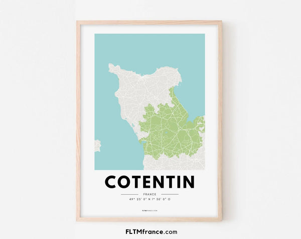 Affiche carte Cotentin - Région de France