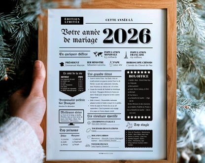 Affiche Année de mariage 2026 - Cadeau de mariage