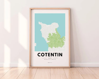 Affiche carte Cotentin - Région de France FLTMfrance