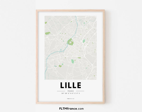 Affiche carte Lille - Villes de France