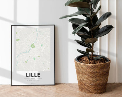 Affiche carte Lille - Villes de France FLTMfrance