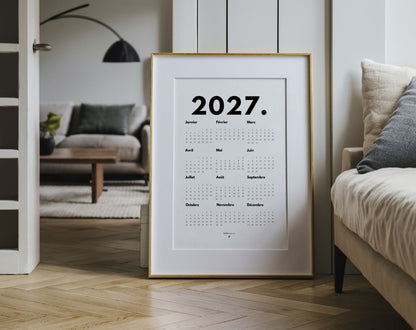 Calendrier 2027 minimaliste - Affiche 2027 à imprimer