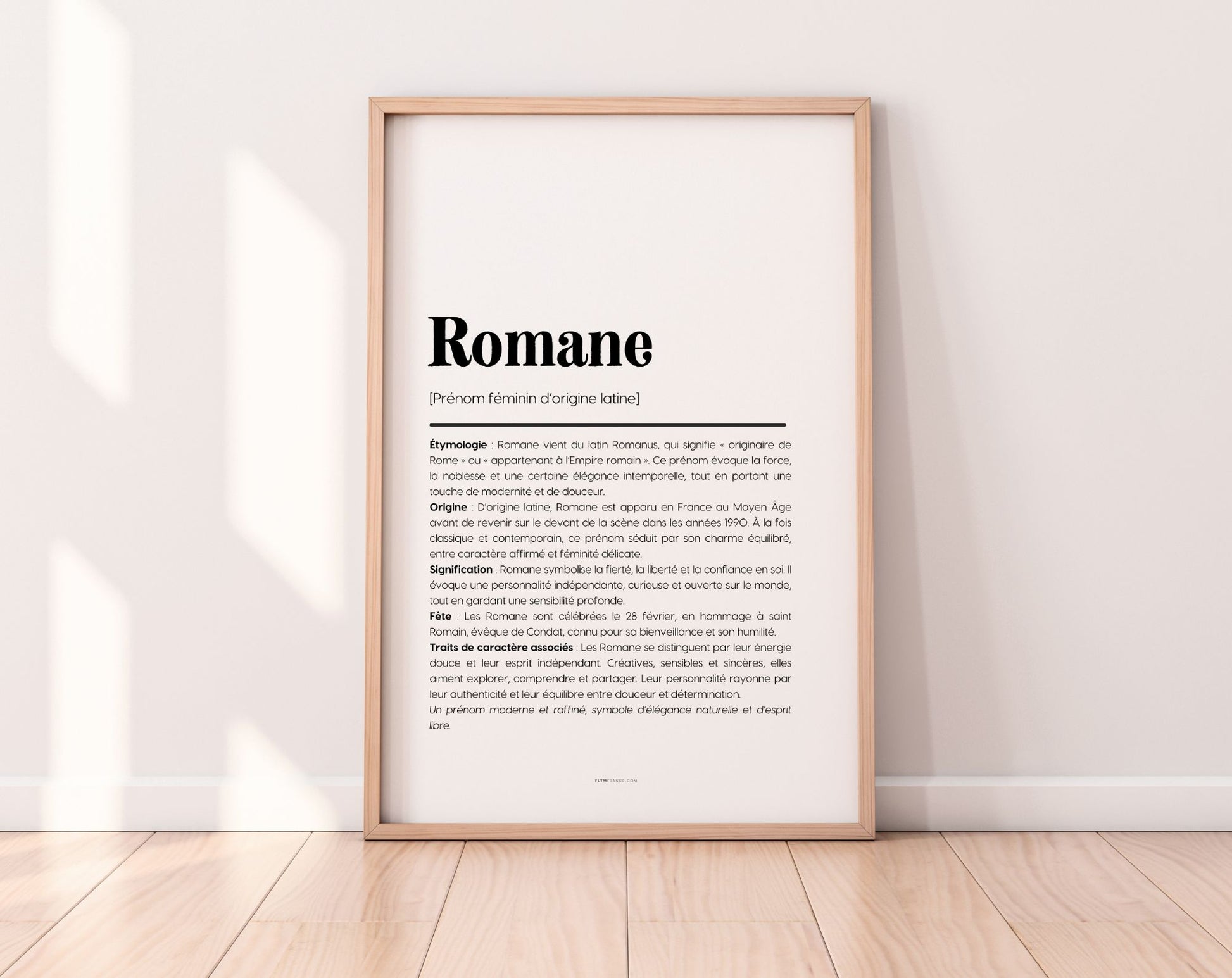 Affiche prénom Romane à imprimer FLTM