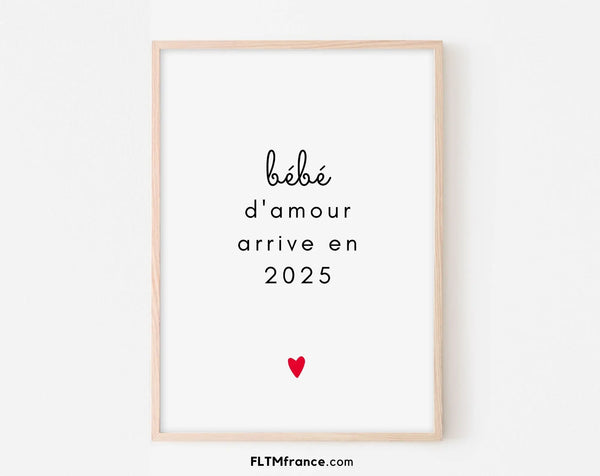 Bébé d'amour arrive en 2025 - Annonce grossesse originale