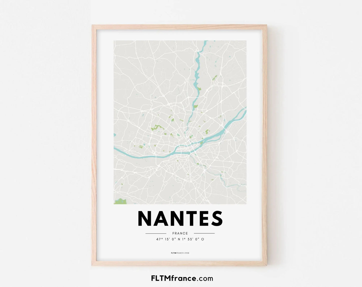 Affiche carte Nantes - Villes de France FLTMfrance