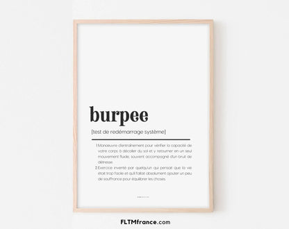 Affiche définition burpee - Affiche définition humour sport FLTMfrance