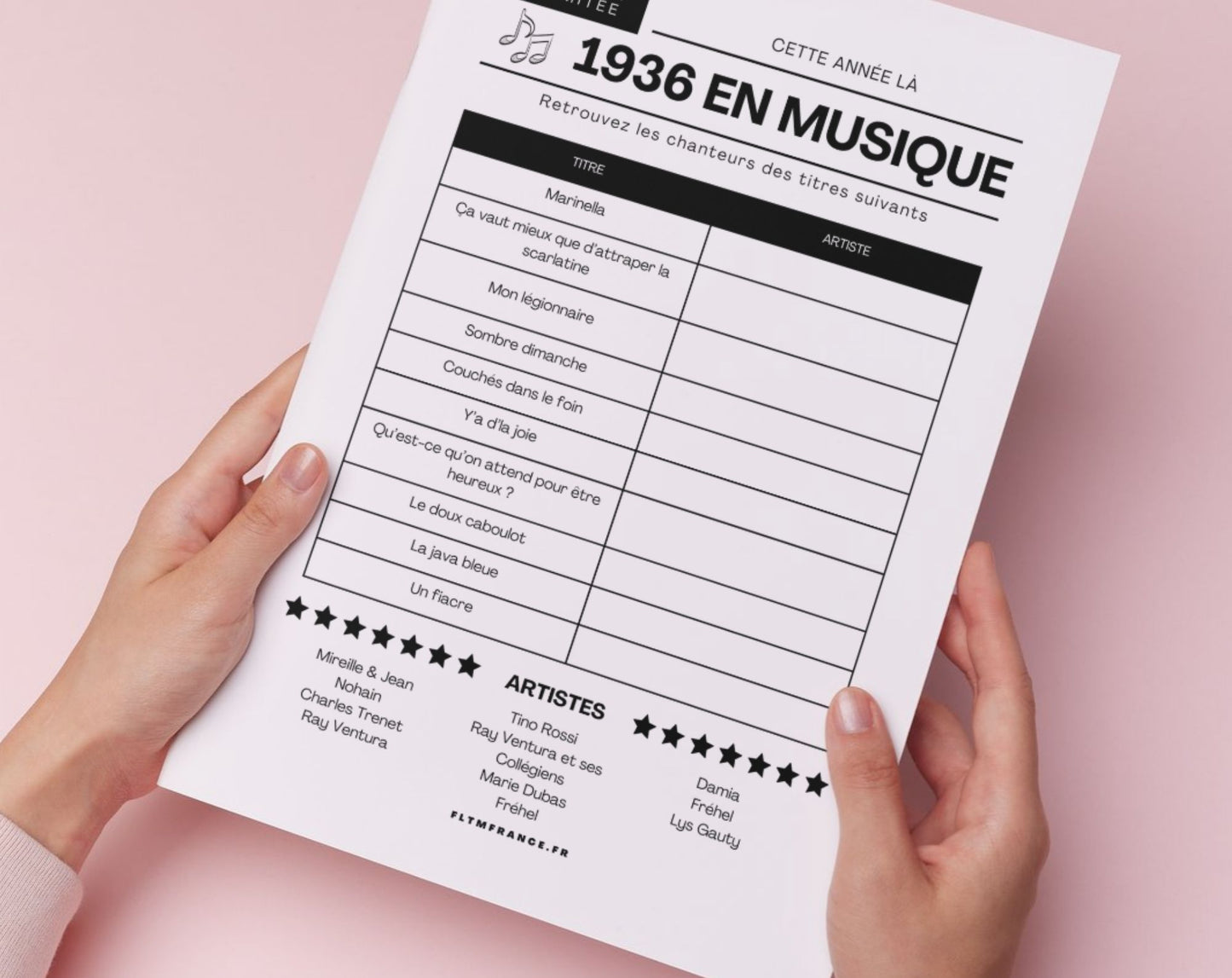 Jeu anniversaire année 1936 - 10 jeux à imprimer pour fêter les 90 ans FLTM