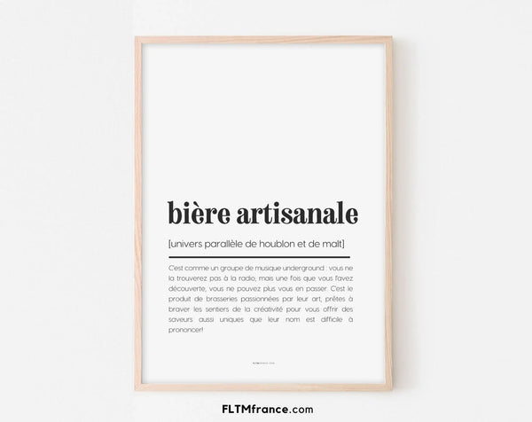 Affiche définition bière artisanale - Affiche définition humour alcool
